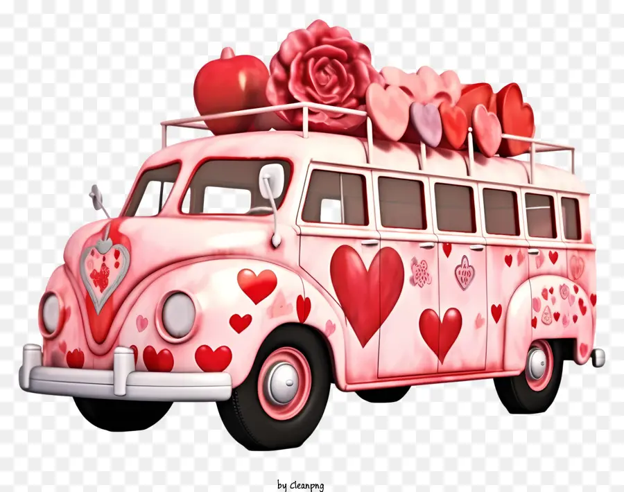 Véhicule Réaliste Pour La Saint Valentin，Voiture Rose PNG