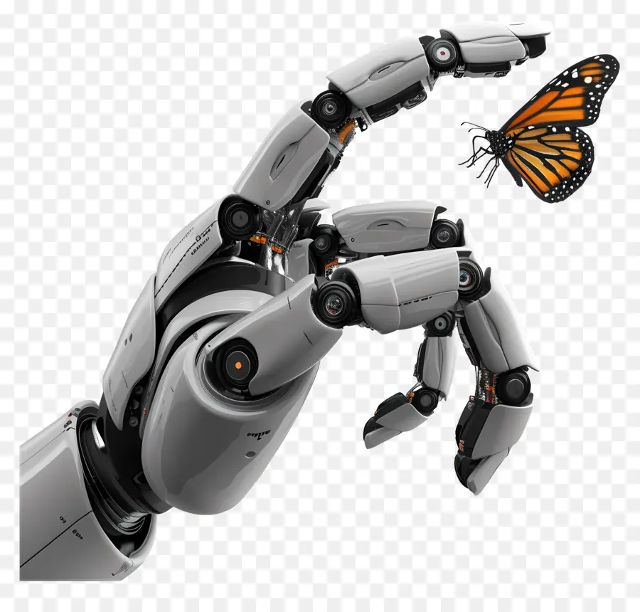 Main De Robot，Main De Robot Avec Papillon PNG