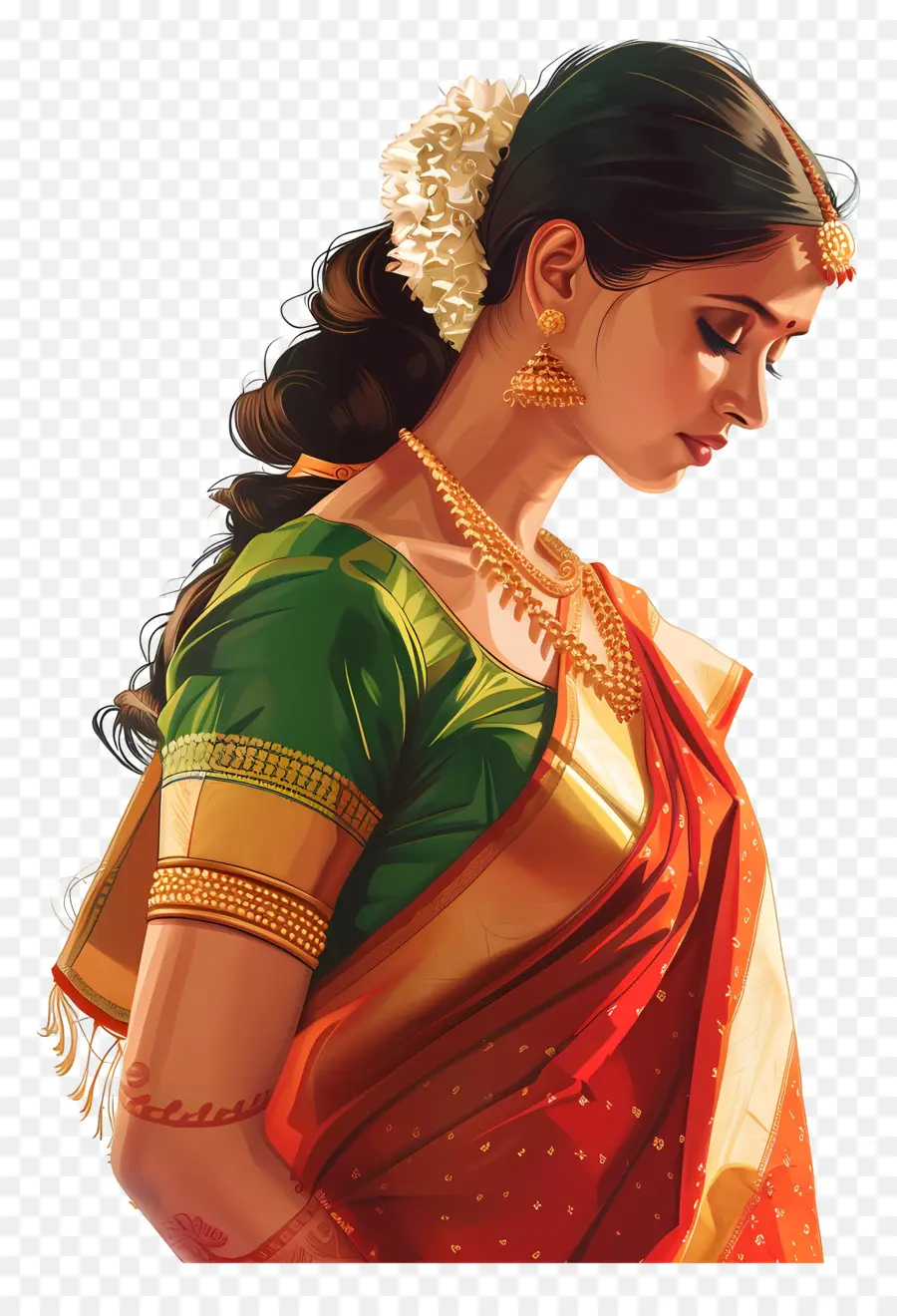 Kancheepuram Pattu Sari，Femme Traditionnelle PNG