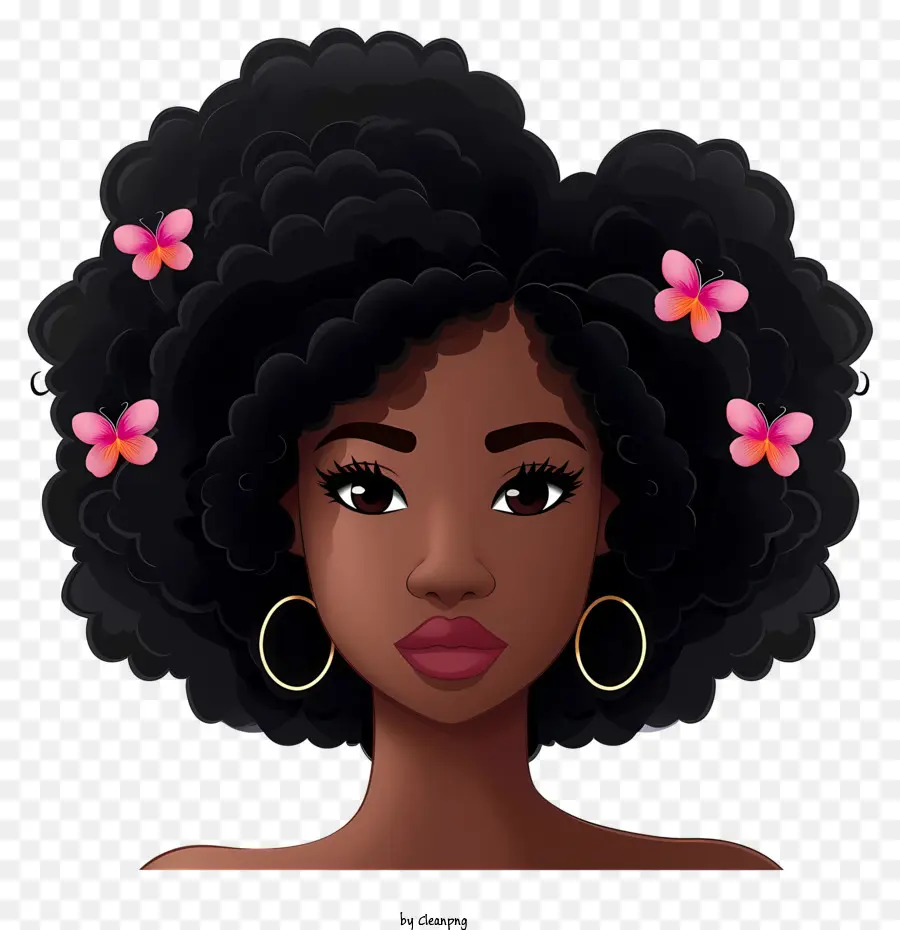 Emoji Fille Noire，Femme Aux Cheveux Bouclés PNG