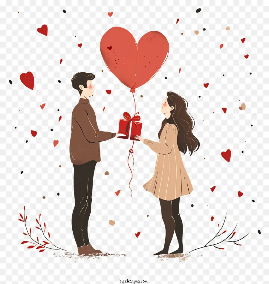 Cadeau De Saint Valentin Pour Petit Ami，Couple Avec Cadeau PNG