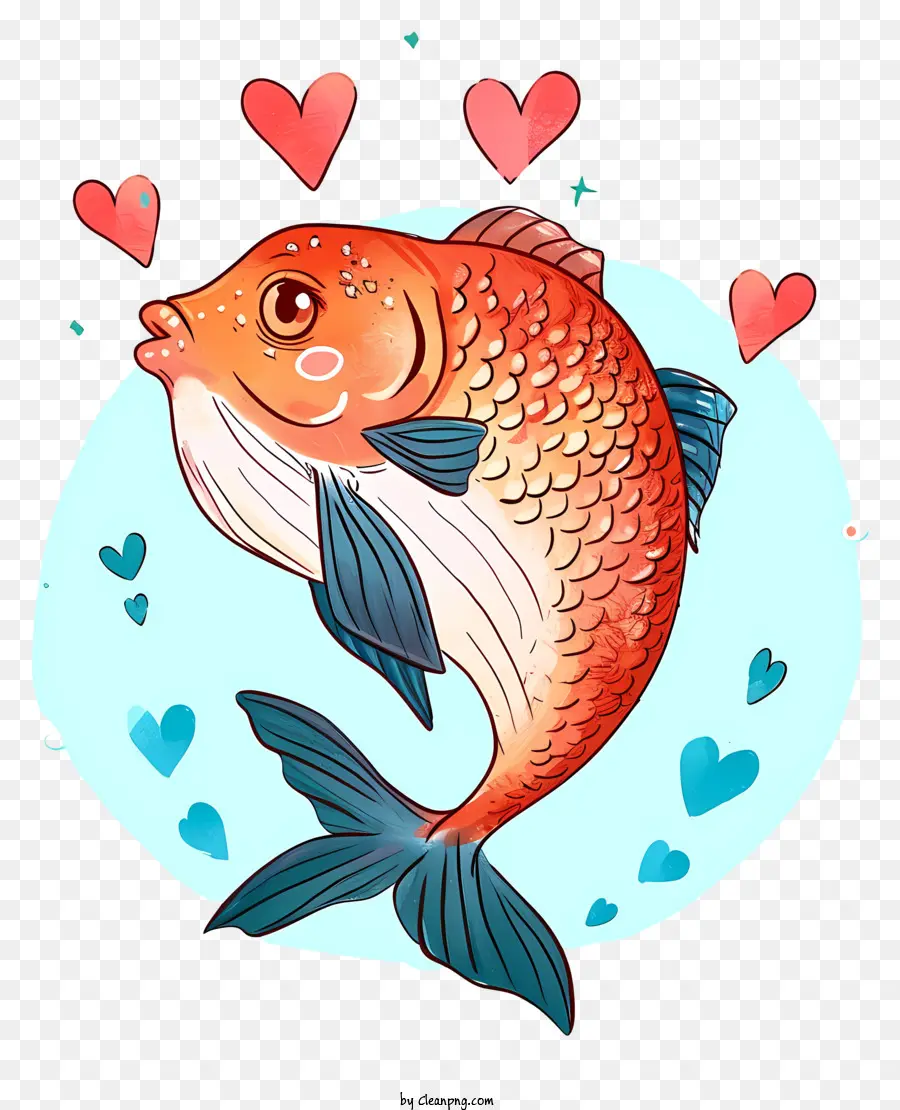 Poisson Saint Valentin Dessiné à La Main，Poisson PNG