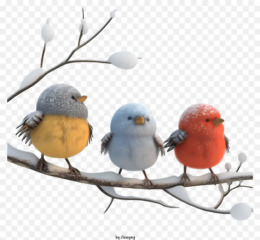 Oiseaux Frissonnants，Oiseaux Colorés Sur Une Branche PNG