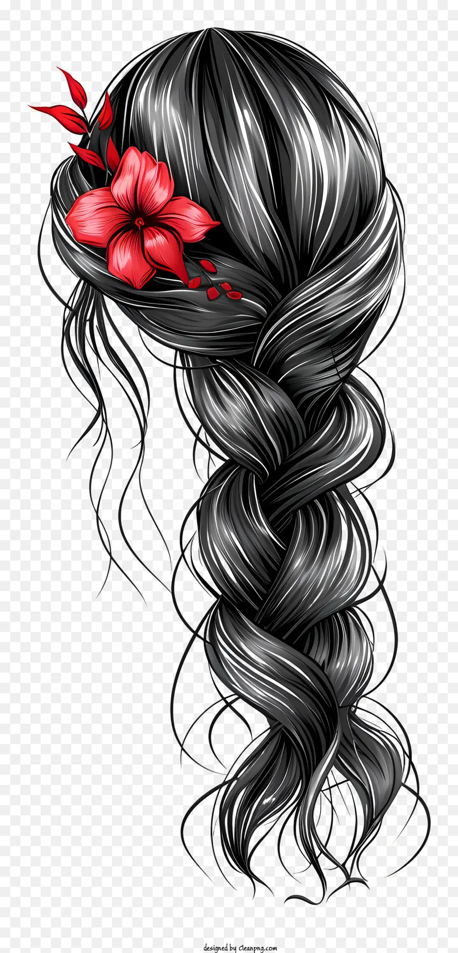 Cheveux Tressés，Fleur PNG