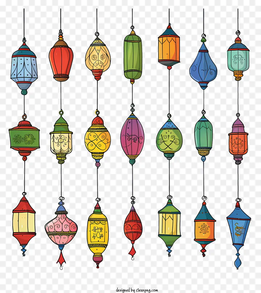 Lampes Islamiques Suspendues，Lanternes Colorées PNG