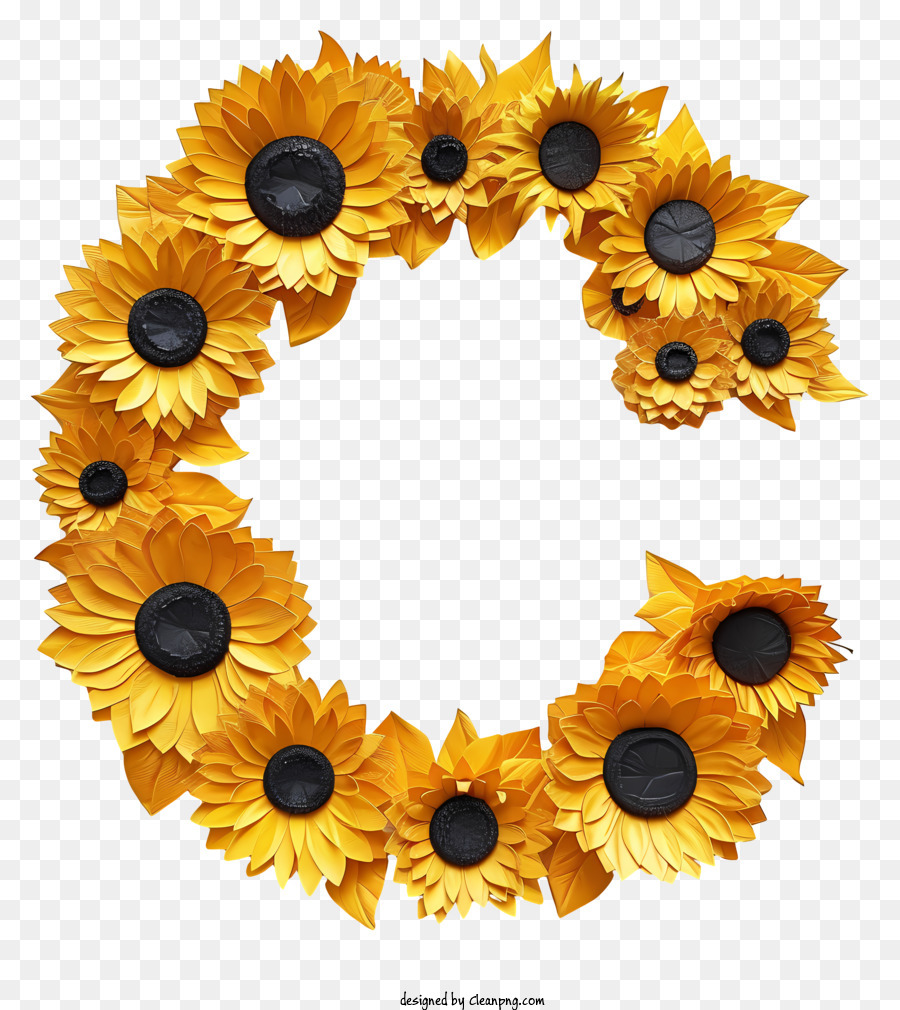 Lettre Florale C，Tournesol PNG