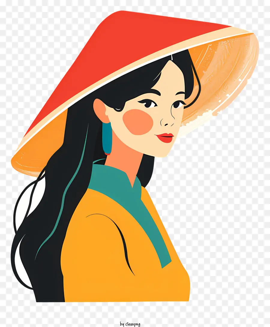 Fille Vietnamienne，Femme Au Chapeau PNG