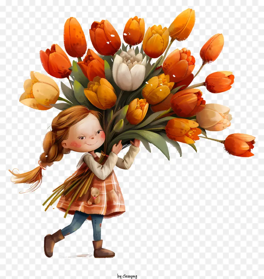 Le Printemps，Fille Avec Des Fleurs PNG