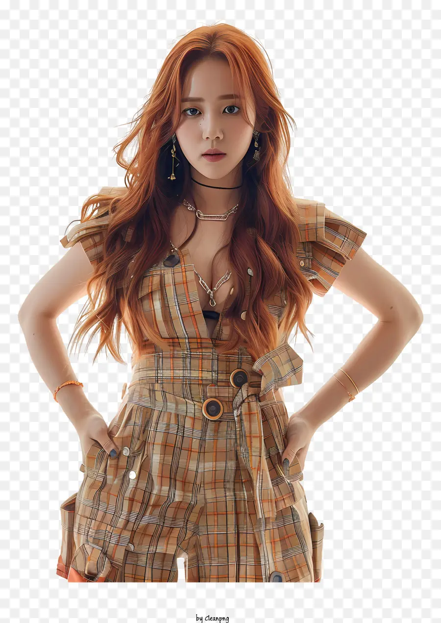 Hyomin，Femme En Tenue à Carreaux PNG