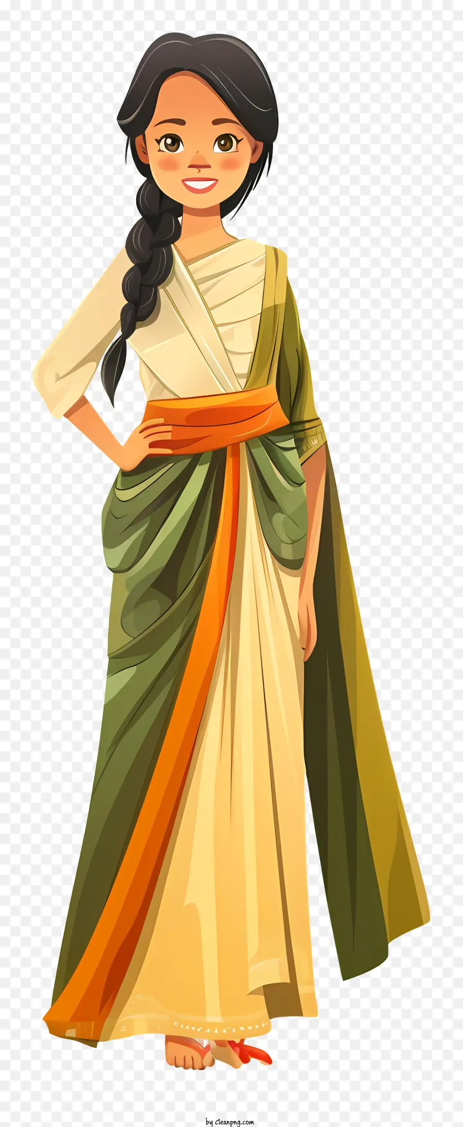 Femme Cambodgienne Dessin Animé，Robe Traditionnelle PNG