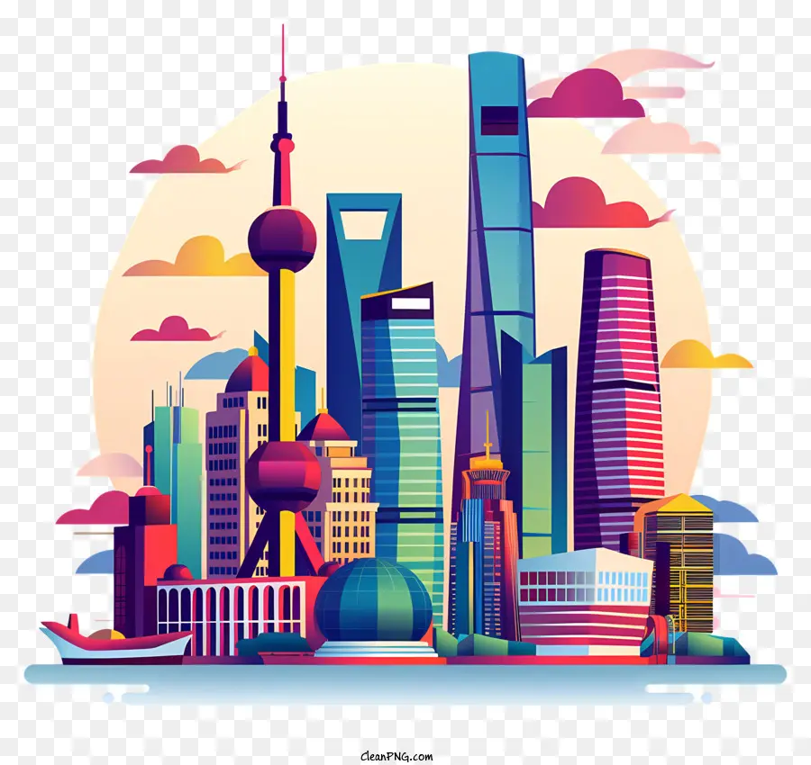 Silhouette De La Ville De Shanghai，Horizon De La Ville PNG