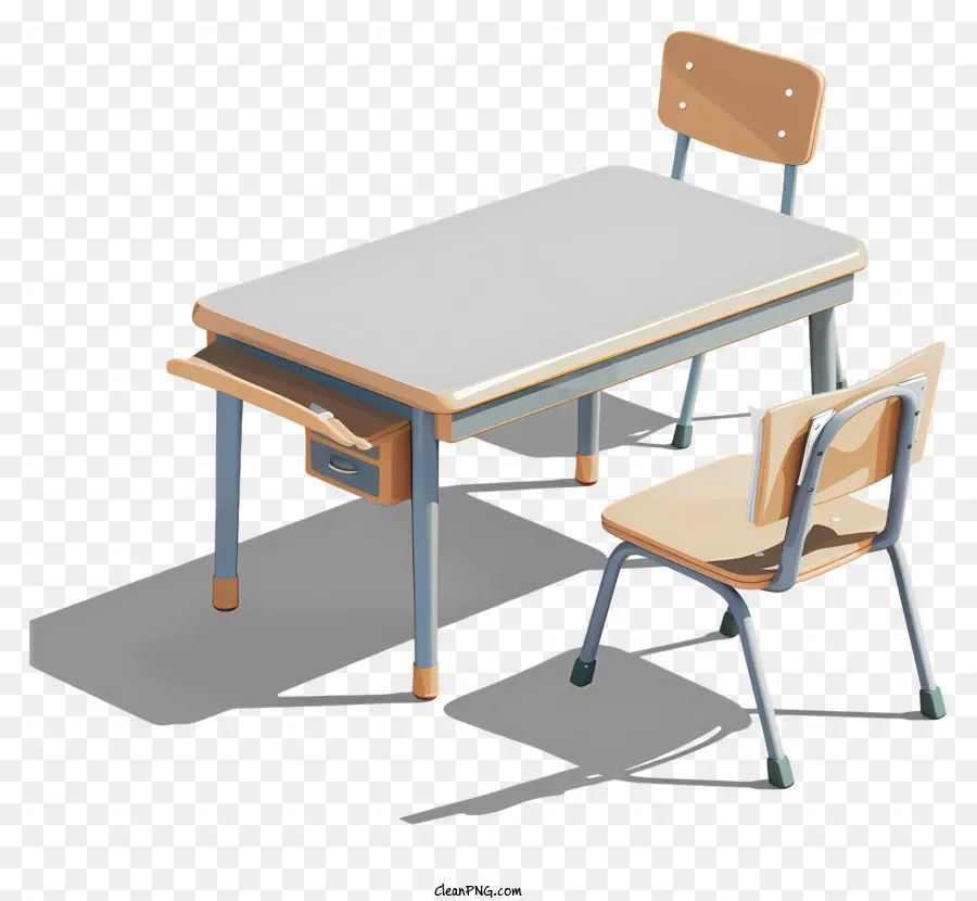 Table De Classe，Table Et Chaises Jaunes PNG