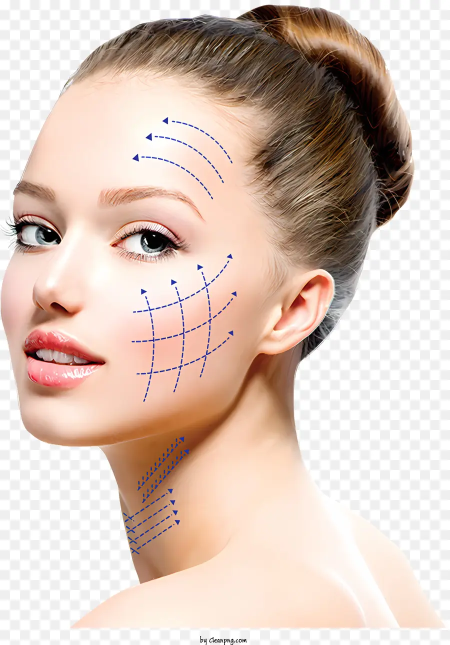 Femme，Visage Avec Des Flèches PNG