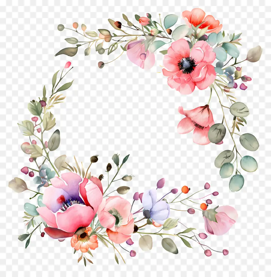 Cadre De Fleurs，Couronne Florale PNG