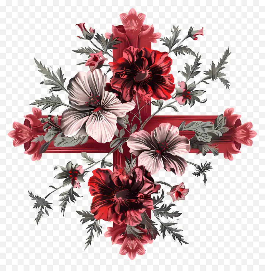 Croix，Composition Florale PNG