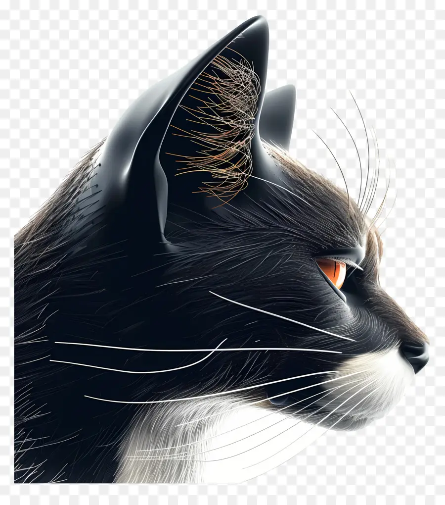 Vue Latérale Du Visage De Chat，Chat Noir PNG