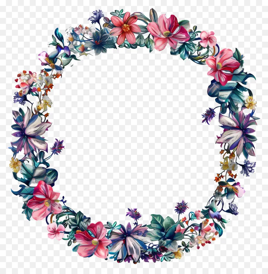 Cadre Photo Fleur，Couronne Florale PNG