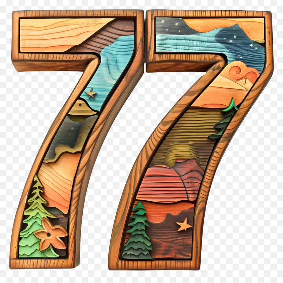 Numéro 77，En Bois 77 PNG