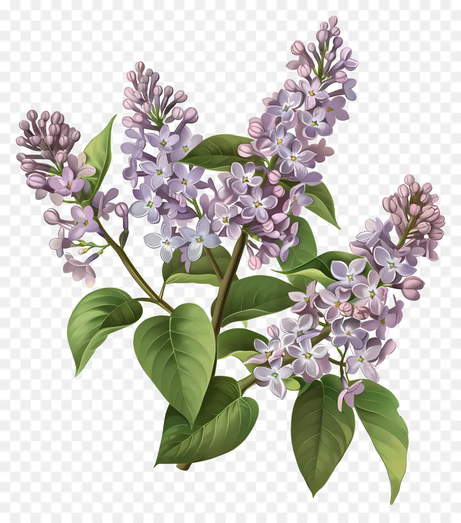 Fleurs Lilas，Feuilles PNG