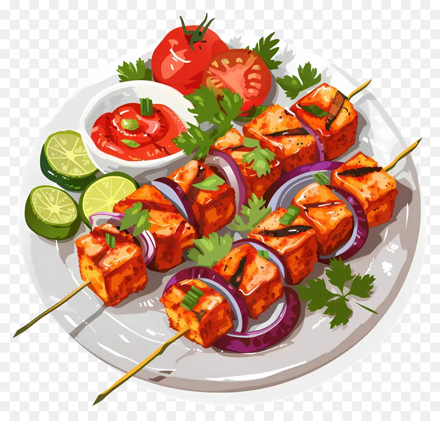 Paner Tikka，Brochette De Viande PNG