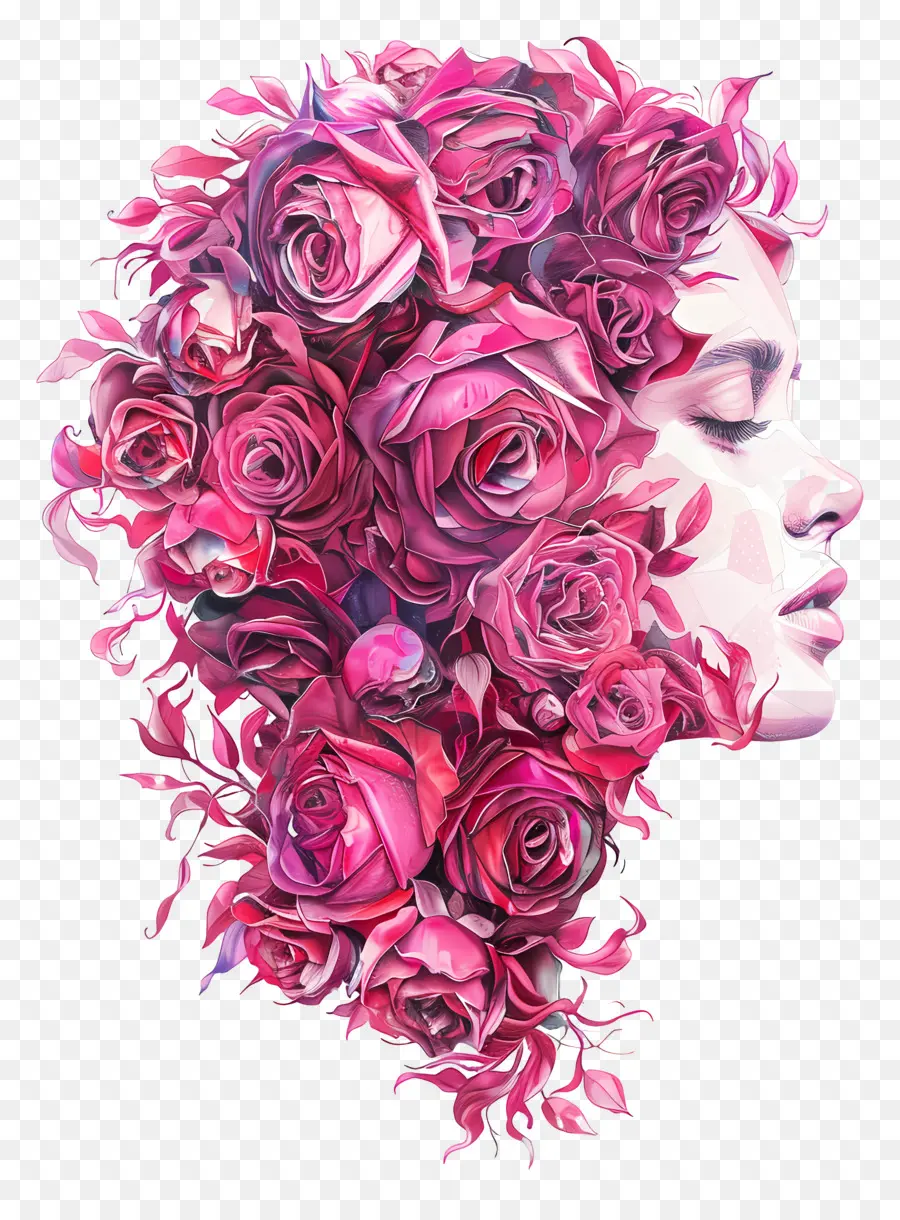 Fille Abstraite，Femme Aux Roses PNG