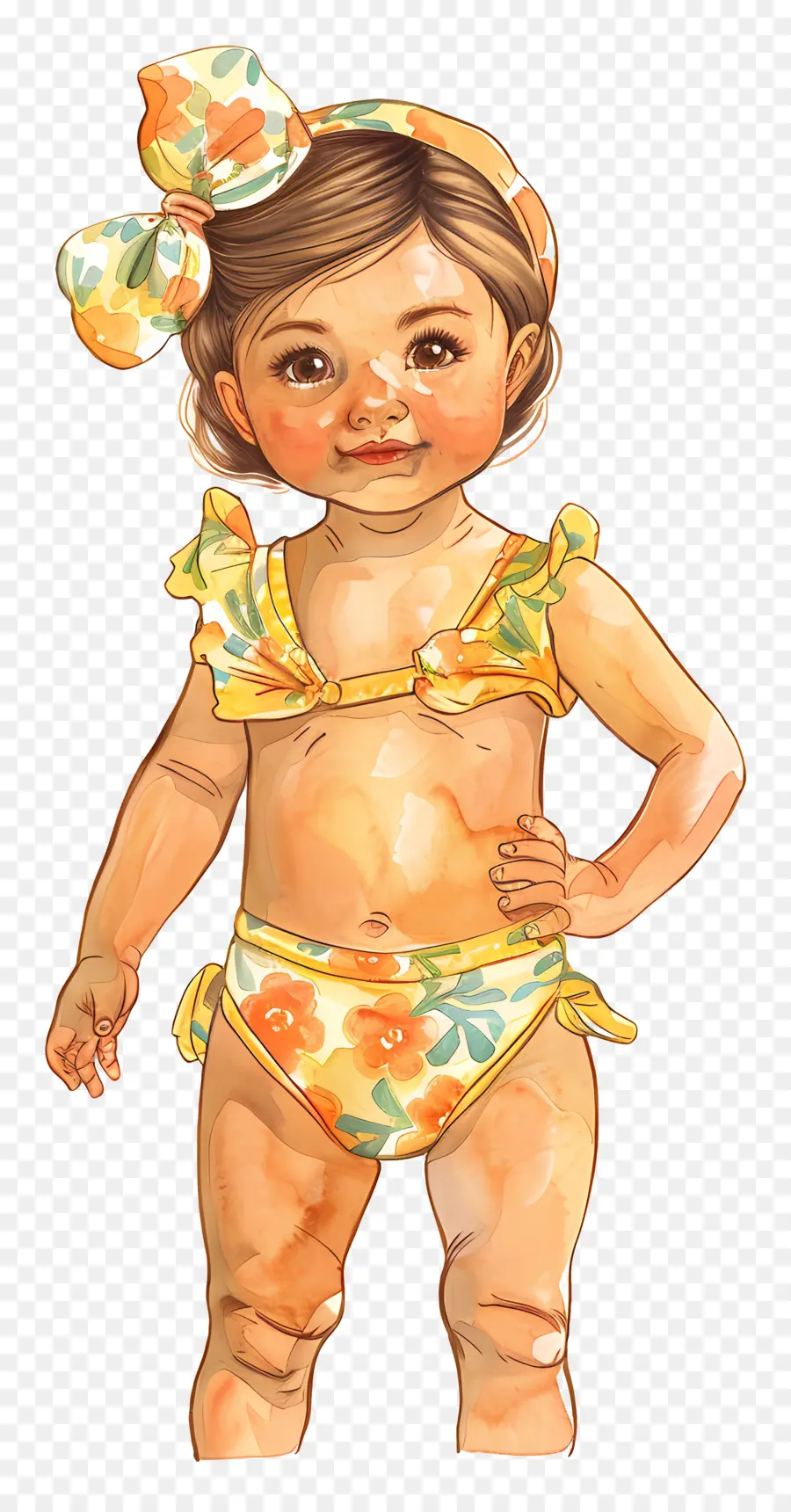 Maillot De Bain，Bébé En Maillot De Bain Fleuri PNG