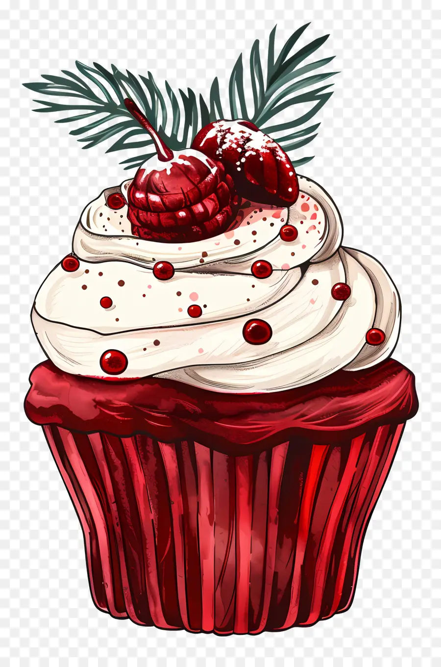 Cupcake De Velours Rouge，Petit Gâteau PNG