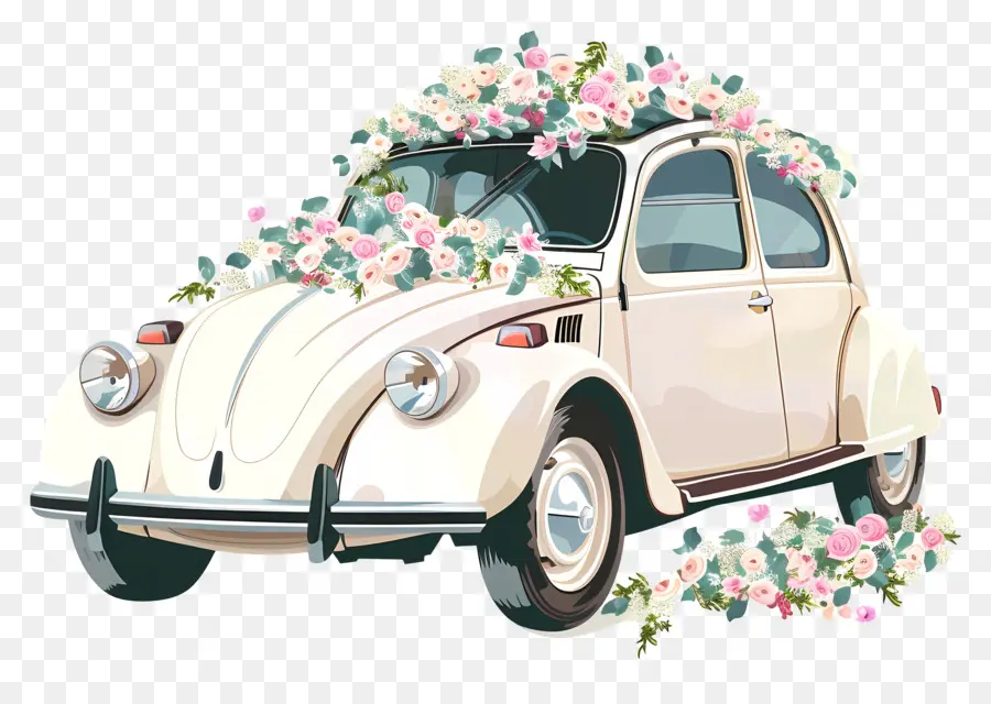 Voiture De Mariage，Voiture Décorée PNG