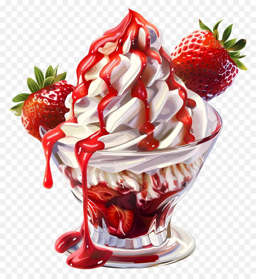 Coupe Glacée Aux Fraises，Sundae PNG