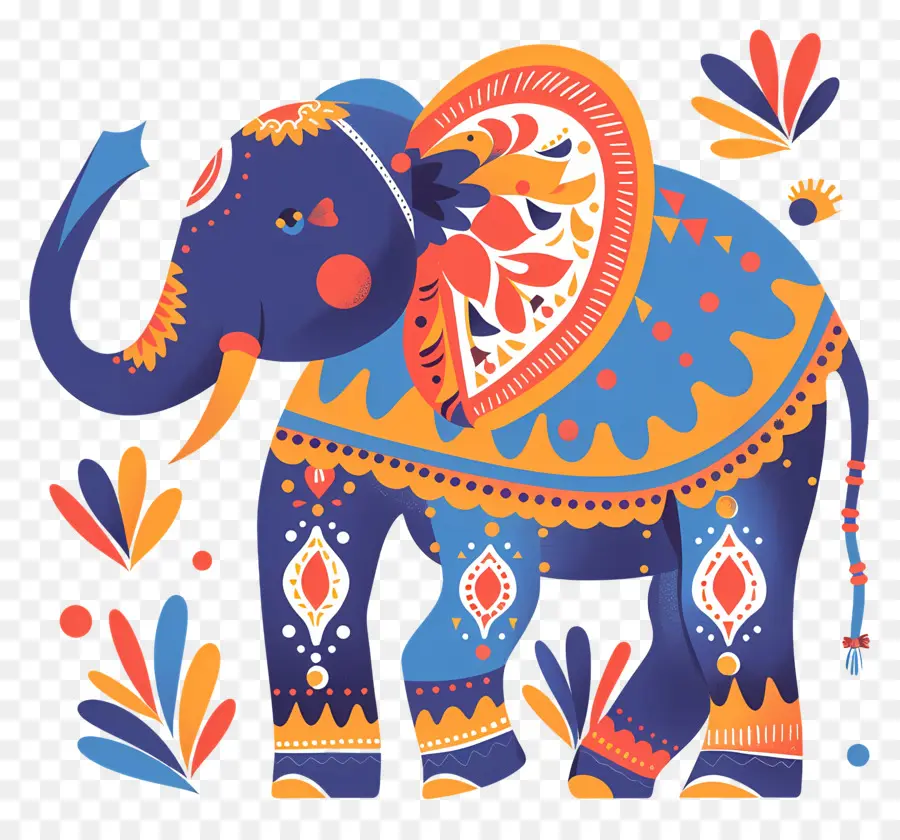 Éléphant Décoré，Éléphant Décoratif PNG