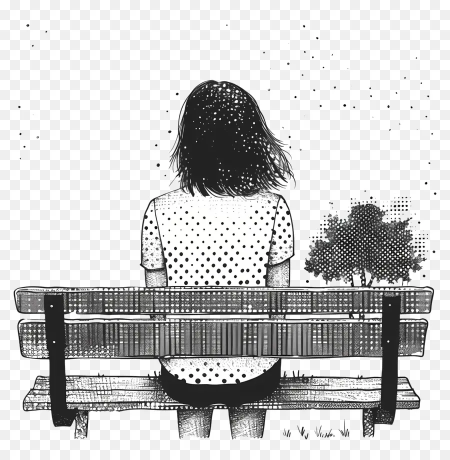 Fille Sur Un Banc，Séance PNG