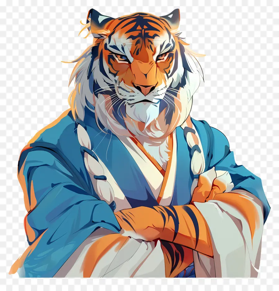 Tigre，Tigre En Robe Bleue PNG