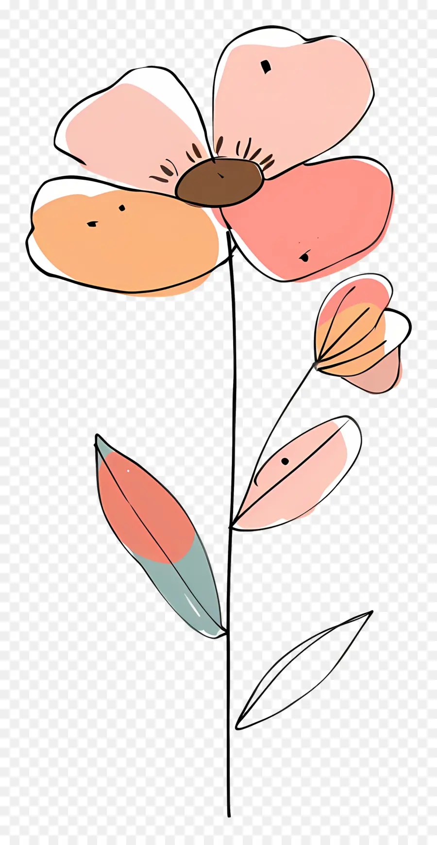 Fleur Avec Tige，Fleur Rose PNG