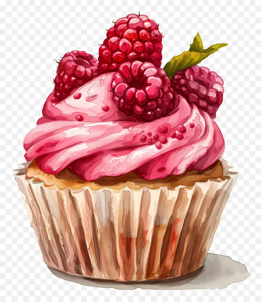 Cupcake Aux Framboises，Petit Gâteau PNG