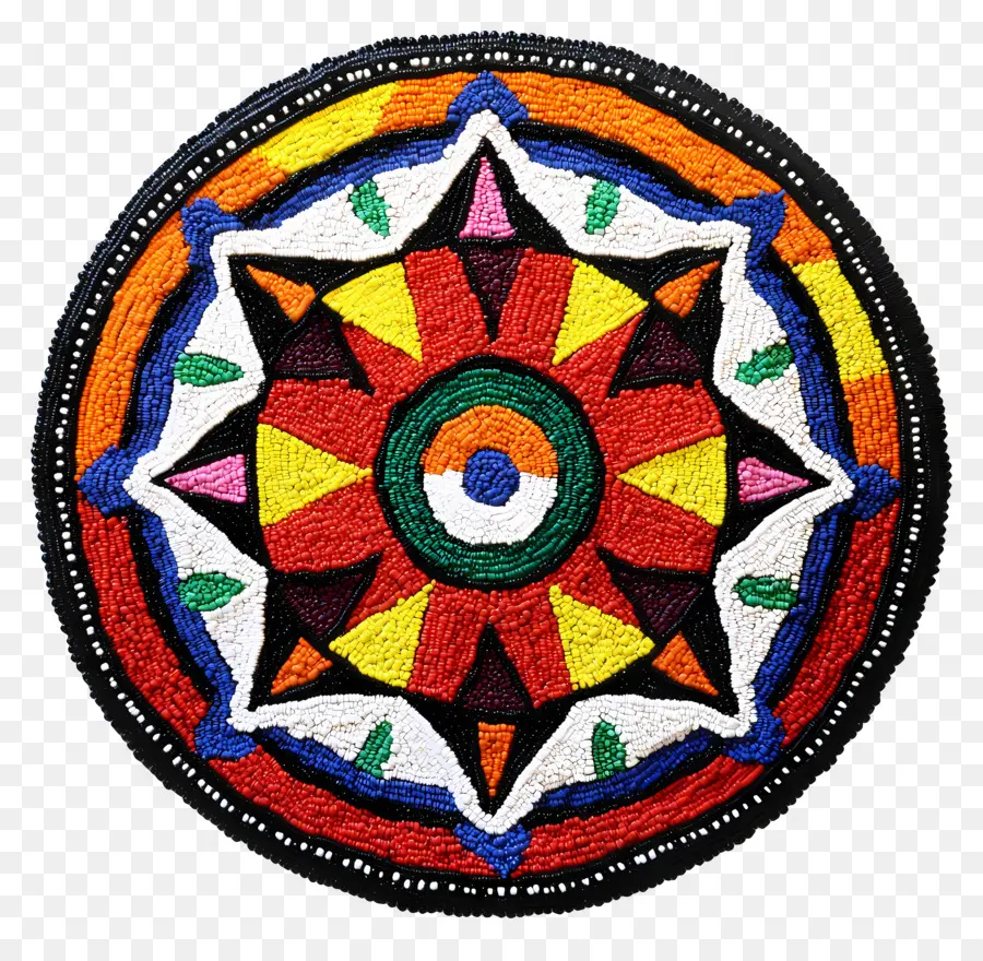 Perlage，Mandala Coloré PNG