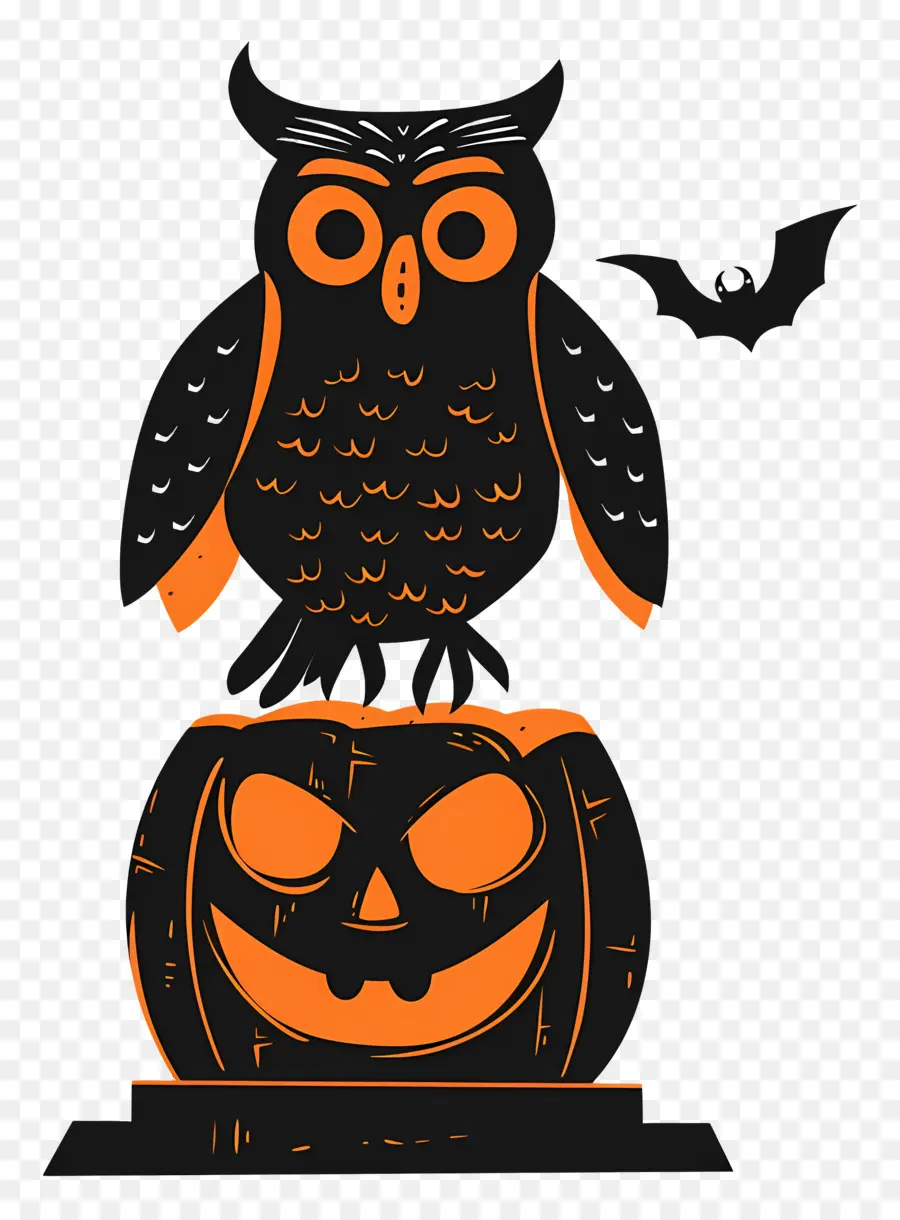 Chouette D'halloween，Chouette Et Citrouille PNG