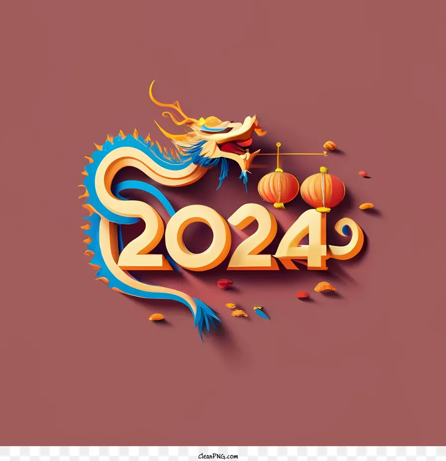 2024 С Новым годом，2024 Дракон PNG