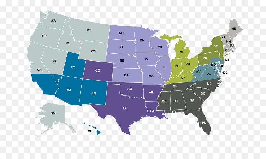 Mapa De Estados Unidos，Regiones PNG