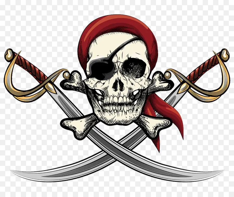 Calavera Pirata，Tibias Cruzadas PNG