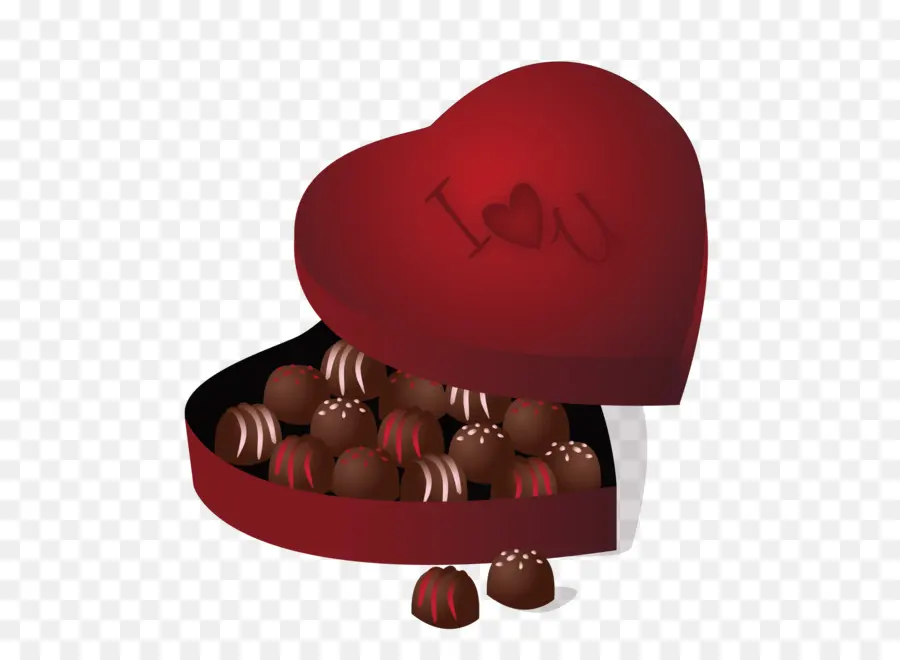 Caja De Chocolates Con Forma De Corazón，Rojo PNG