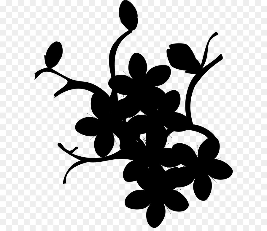 Silueta De Flor，Negro PNG