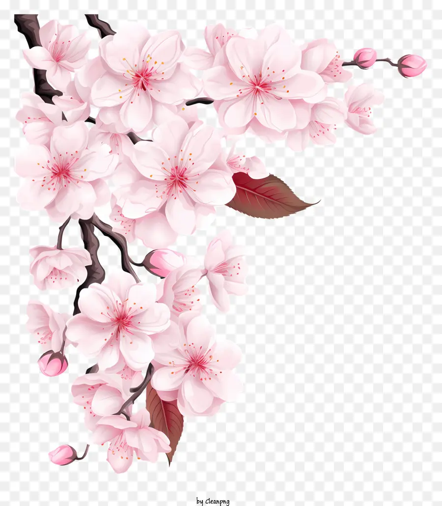 Flor De Rama De Cerezo Estilo Boceto，Flores De Cerezo PNG