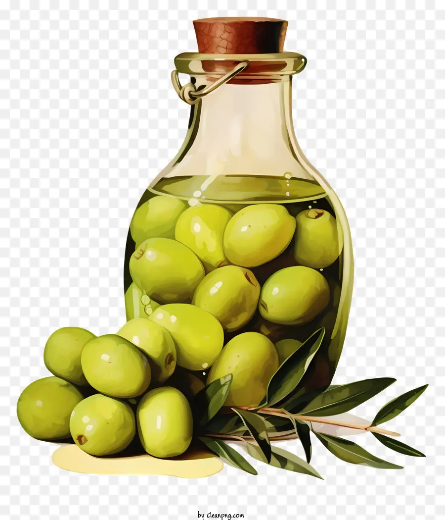 Aceitunas Verdes Dibujadas A Mano En Frasco，Tarro De Aceitunas PNG