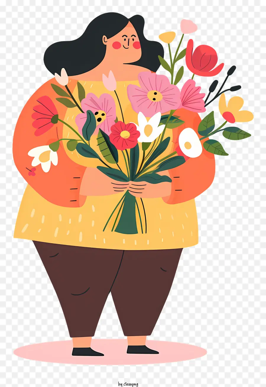 Día Mundial De La Obesidad，Mujer Con Flores PNG