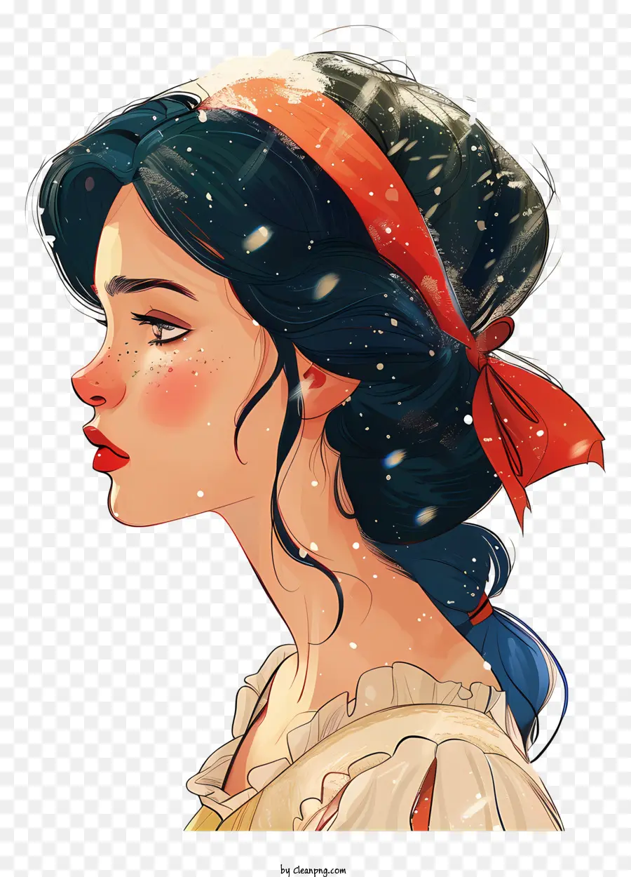 Blanco Como La Nieve，Chica Con Diadema Roja PNG