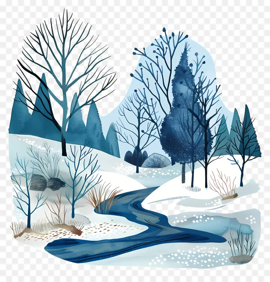 Pintura De Paisaje，Paisaje De Invierno PNG