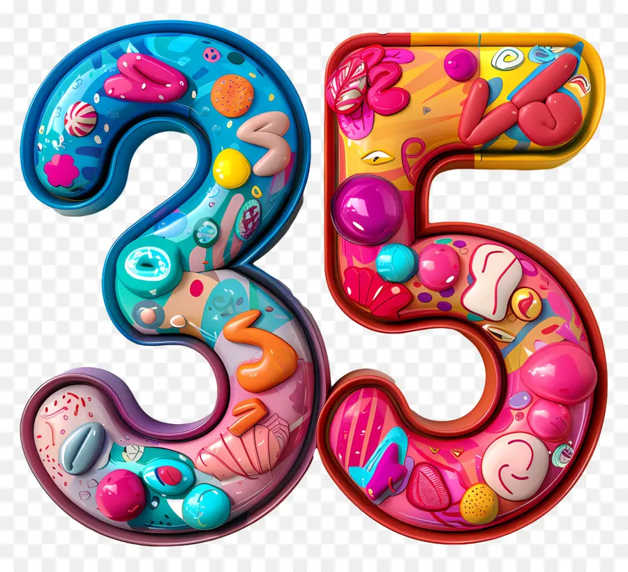 Numero 35，Números Coloridos PNG