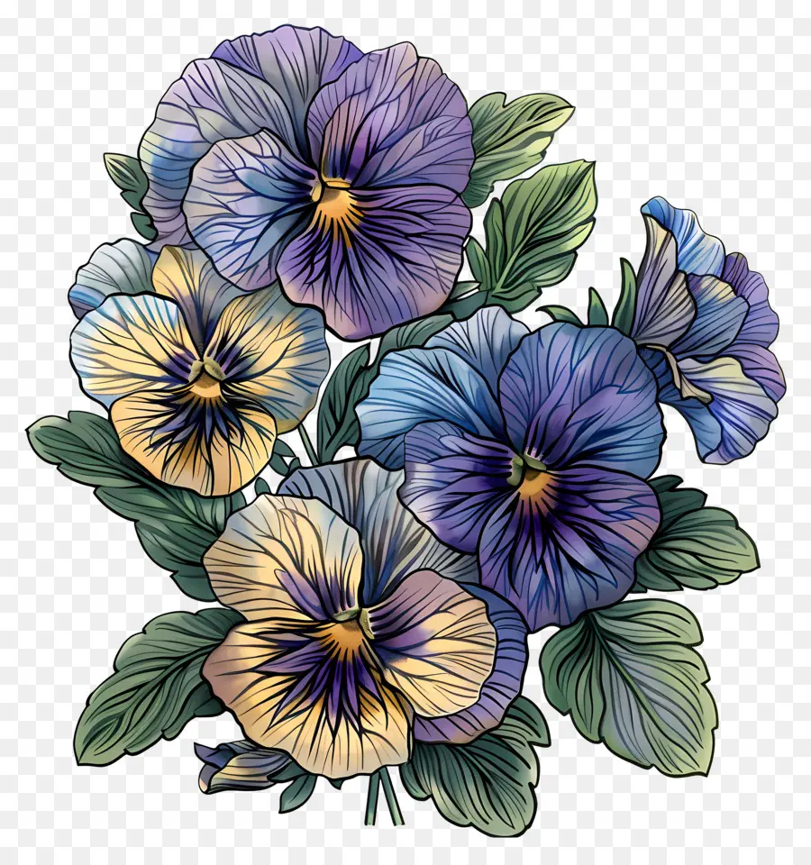 Pensamientos Flores，Flores Moradas PNG