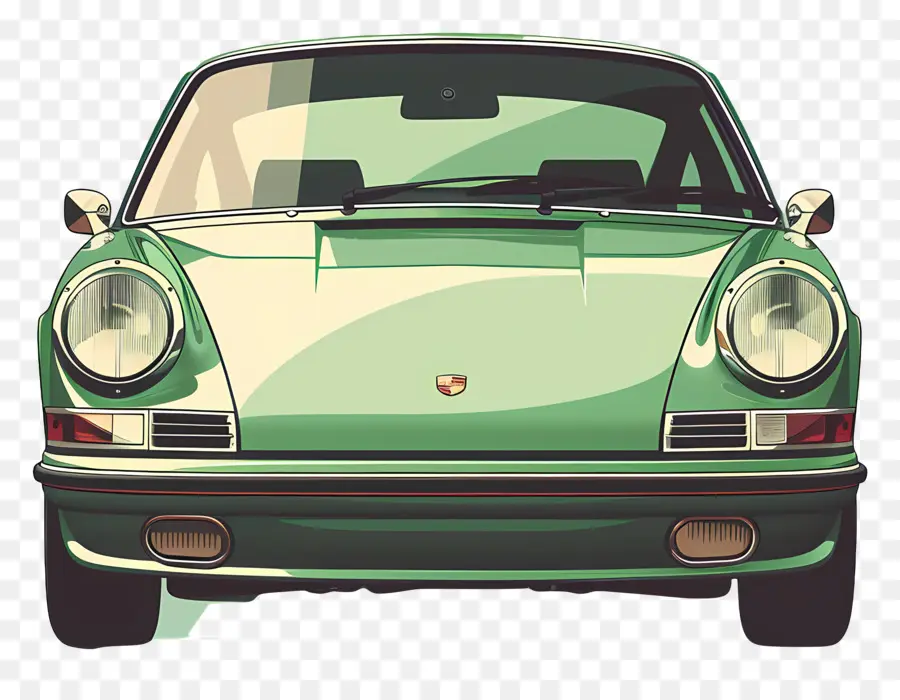 Porsche，Coche Clásico Verde PNG