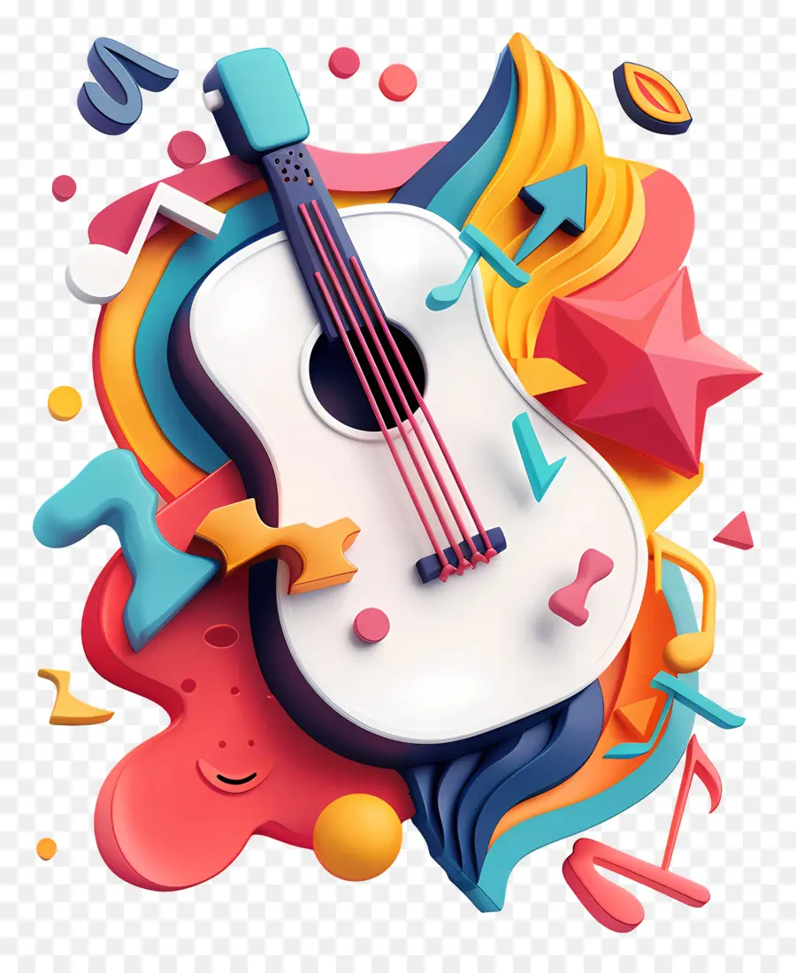 Día Mundial De La Música，Guitarra Colorida PNG